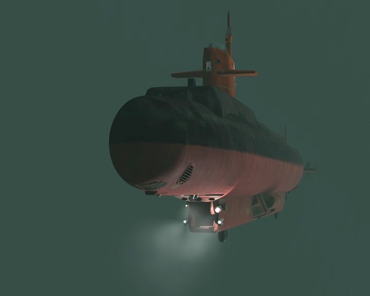 3d animated NR-1 underwater